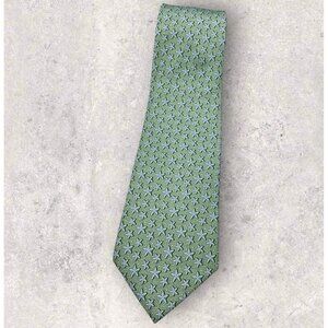 VINEYARD VINES Silk Tie USA Green Blue Starfish W:3.7" EUC